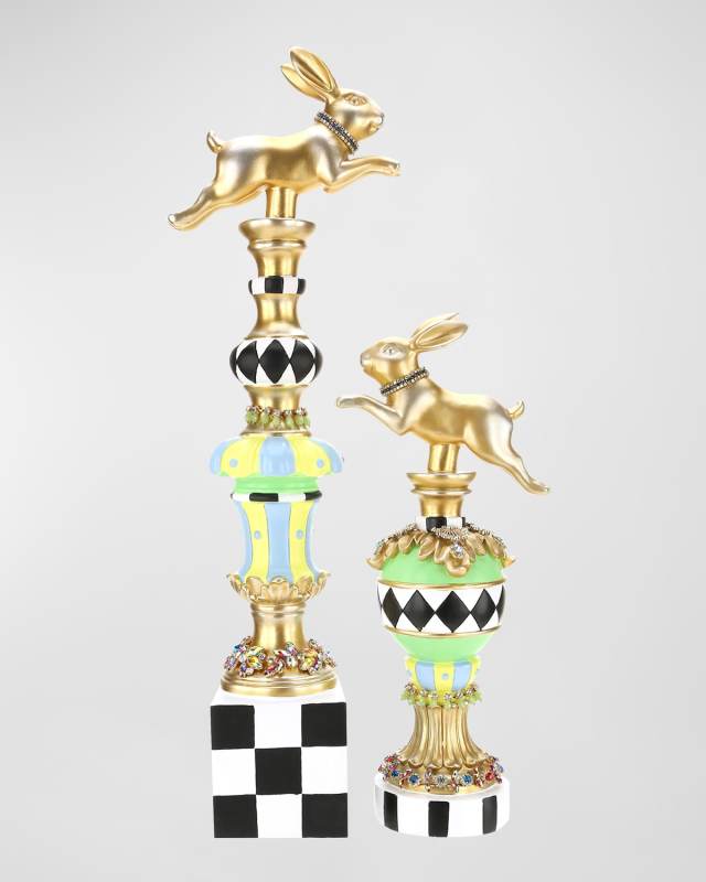Jeweled Whimsical Rabbits, Set of 2